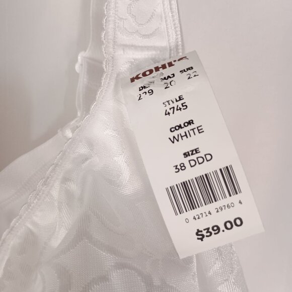 Playtex 18 Hour Ultimate Lift & Support Bra White 38DDD Wirefree NWT - Picture 5 of 5